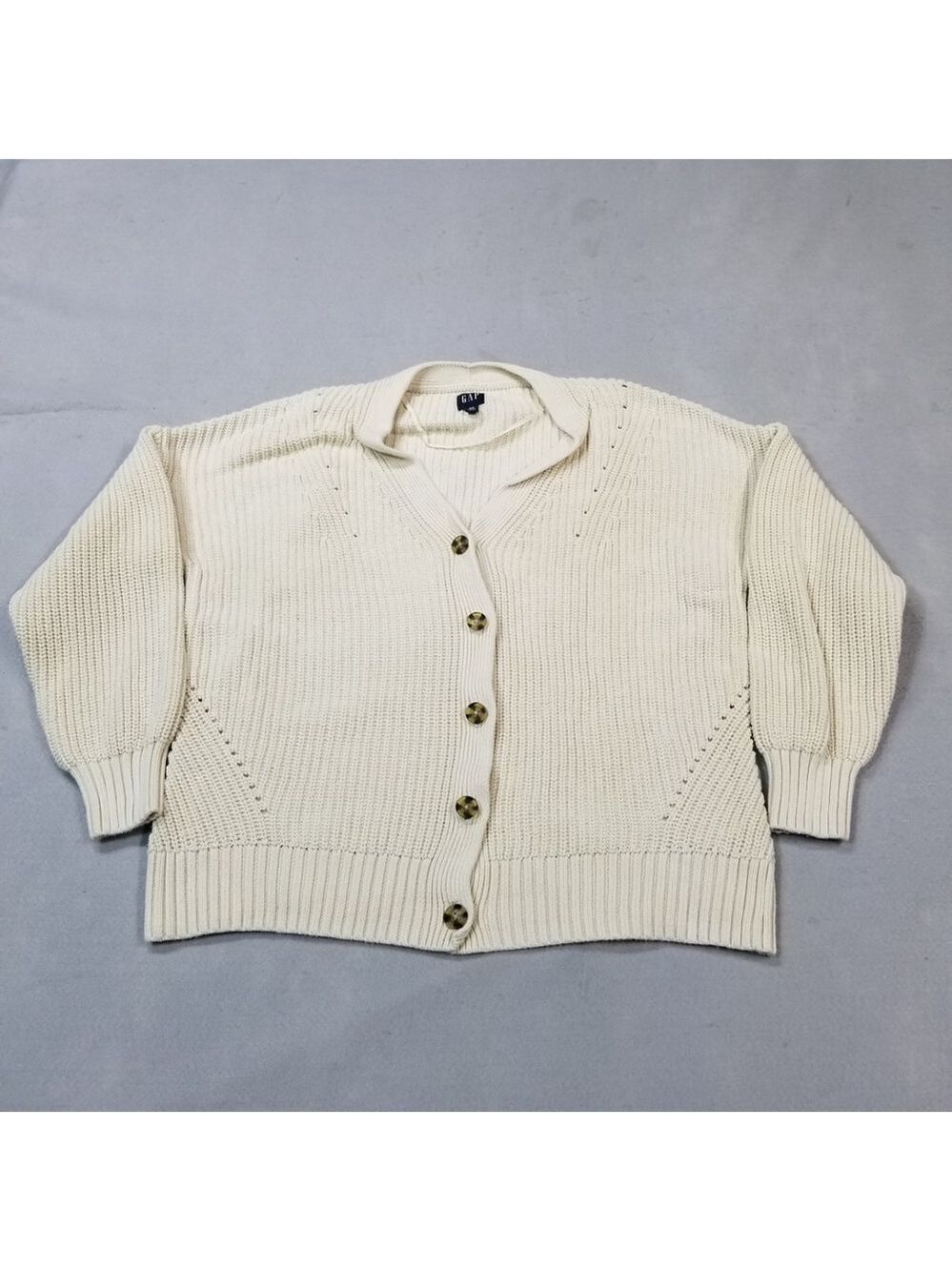 Gap Sweater Womens Size XS Brown Beige Button Cardigan Oversized Cream Knit